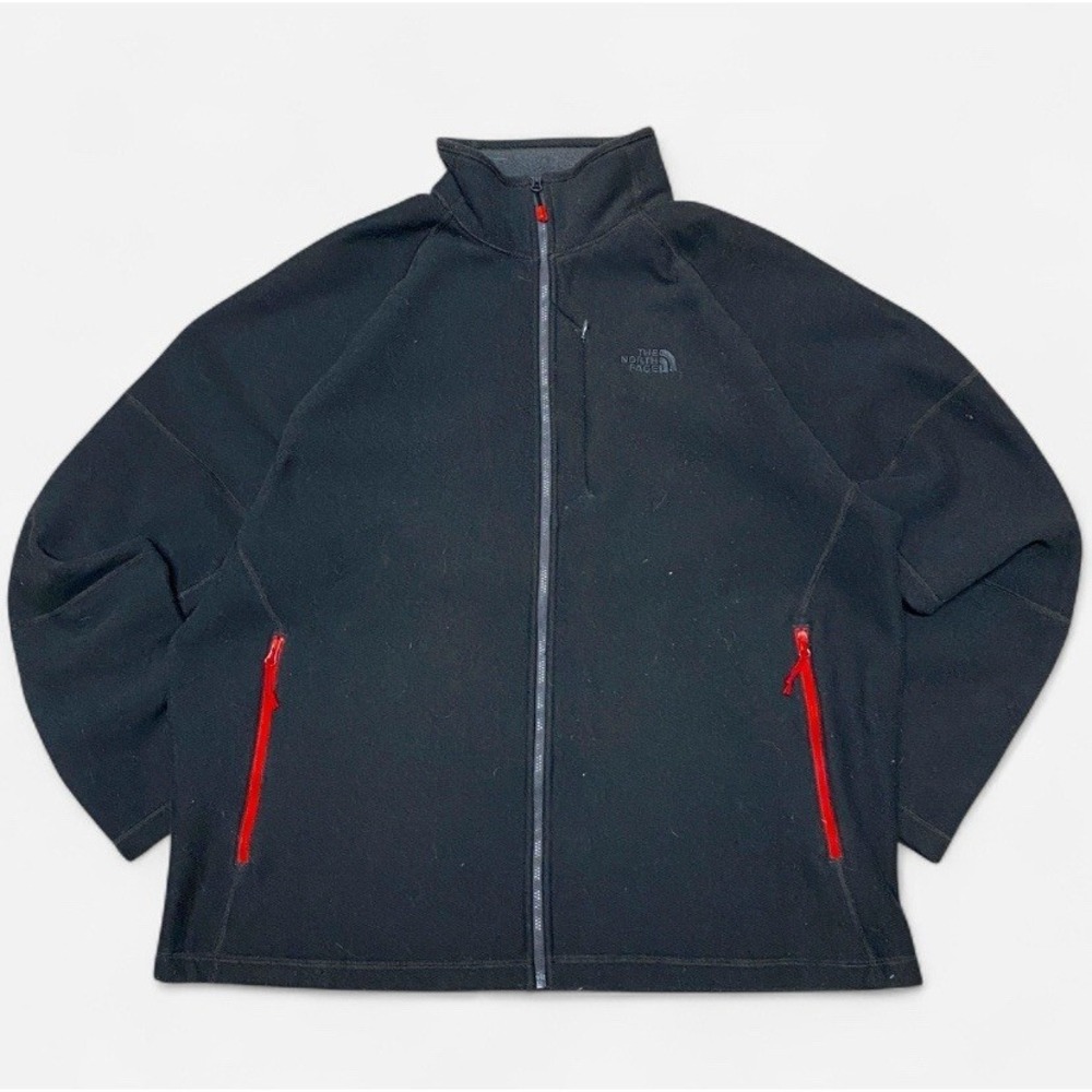 Y2K North face zip up grey and red fleece